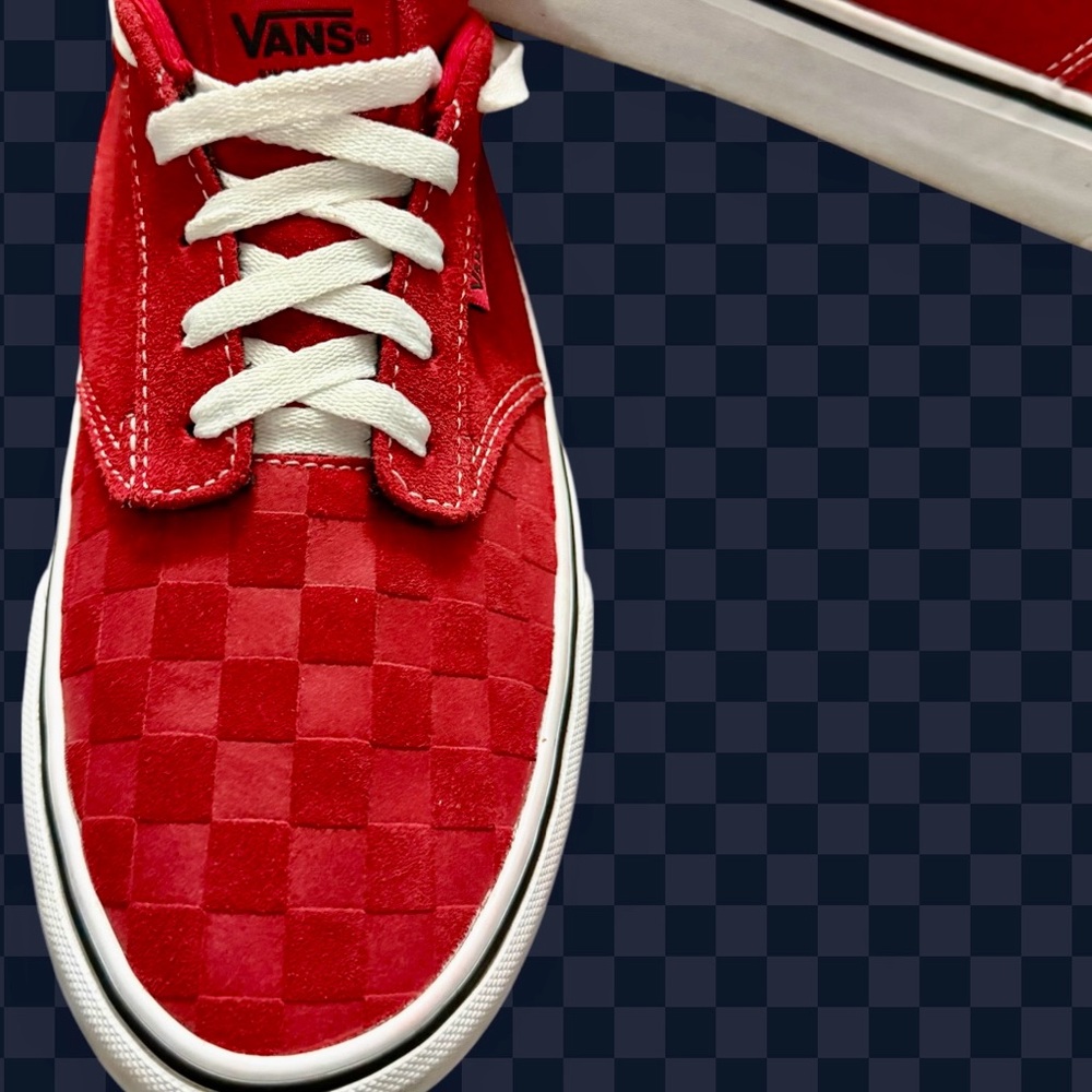 VANS-“OldSkool” Sued Red/Red Checkered- Deluxe Comfort Ortholite 500714 *RARE*